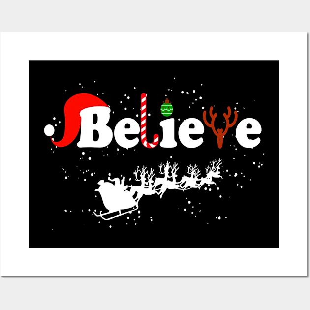 Believe in Santa Claus Christmas for Holidays Wall Art by finchandrewf